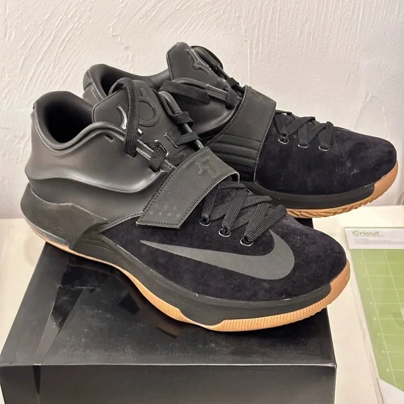Nike KD 7 EXT Suede QS Basketball Shoes - Black Suede & Leather, Gum Outsole - View #14